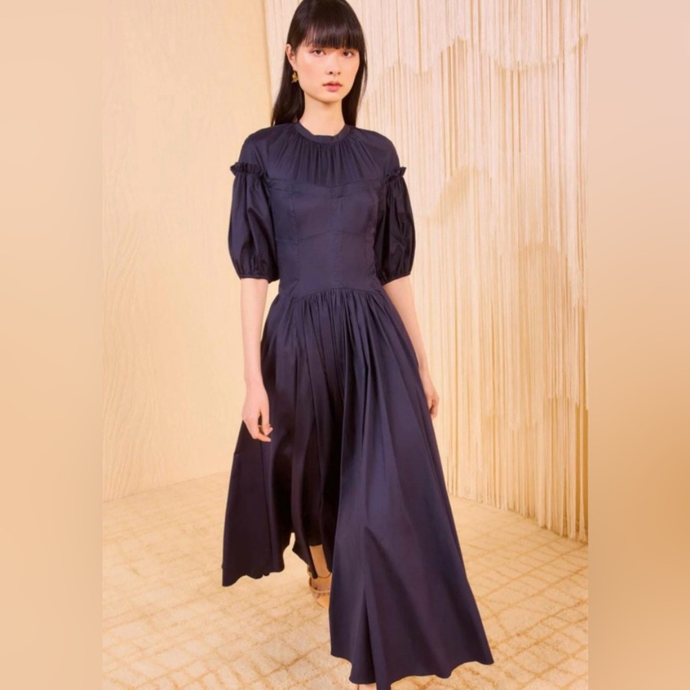 Ulla Johnson Estelle Short Sleeve Corset Dress Midnight US 6